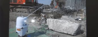 [建設・測量 生産性向上展 2019] 遠隔操作式散水ロボット「散水小僧 ASK-300」 – オカダアイヨン株式会社